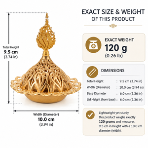 Luxury Solid Brass Bakhoor <b>Burner</b> Arabic <b>Incense</b> Holder Home Fragrance Decor OEM ODM Manufacturer Exporter from India - Product Image 5