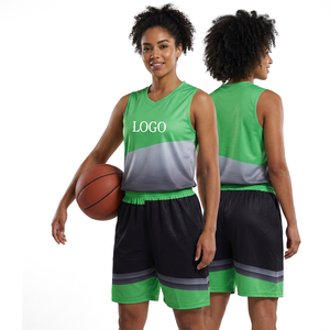 Ensemble de maillot de basket-ball sublimé personnalisé vert, gris, noir, débardeur sans manches avec short à taille élastique, coupe athlétique, adulte unisexe - Product Image 2