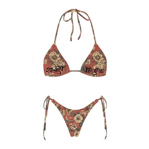 Premium 200 GSM Nylon Spandex Women <b>Bikini</b> <b>Set</b> Sky <b>Blue</b> Tie String Floral Trim Custom Heat Transfer Logo Women <b>Bikinis</b> <b>Set</b> - Product Image 6