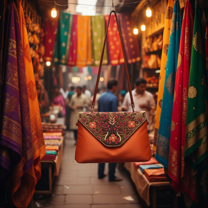 Sac à main décontracté indien fait main de luxe avec accessoires de mode en cristal, poignée perlée multicolore et durable, style baguette, local - Product Image 3