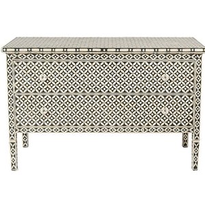 Table de chevet intemporelle en incrustation d'os pour chambres modernes classiques Détail élégant Accent parfait pour une utilisation en appartement scolaire Tradebyd - Product Image 1