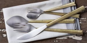 Juego de cubiertos de metal con mango dorado, juego de cuchara, tenedor y cuchillo, colección de vajilla de lujo para restaurante, boda, hotel - Product Image 2