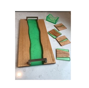 Bandeja de Almacenamiento de Alimentos de Resina y Madera Moderna de Lujo, Bandeja de Mesa Artesanal Hecha a Mano con Acabado Pulido de Primera Calidad - Product Image 2