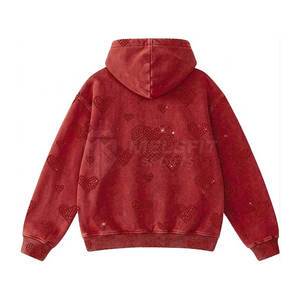 Sudadera con Capucha Premium para Mujer, Tejida, con Lavado Ácido y Pedrería, Diseño Elegante con Piedras en la Parte Delantera, Ajuste Cómodo, Estilo Urbano, Informal, para Uso Diario - Product Image 2