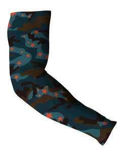 Manchon de cyclisme imprimé camouflage avec étoiles orange, protection anti-UV, taille adulte unisexe - Product Image 6