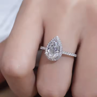 Anillo de Compromiso con Diamante Cultivado en Laboratorio, Corte Pera, para Mujer, Oro Blanco, Certificado IGI, Claridad VS-VVS, 1-6 Quilates, Estilo Lujoso