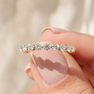 Anillo de Boda Apilable de Oro 14K 18K con Diamantes Redondos de 1.30CT y Moissanita Personalizada, Joyería Fina de Moissanita al por Mayor - Product Image 1