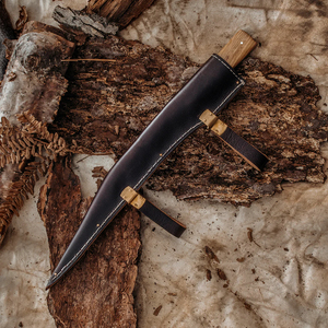 Couteau Viking forgé à la main, lame en acier carbone de 16 pouces, manche en bois de noyer avec étui en cuir, objet de collection - Product Image 3