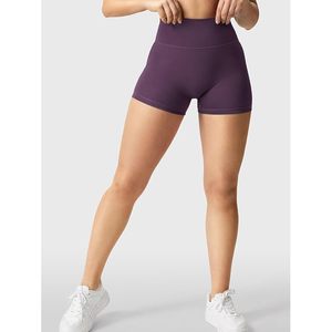 Deep Purple Women High Waist Spandex Yoga Shorts Compression Tummy Control Four-Way Stretch Quick Dry Eco-Friendly <b>Booty</b> Shorts - Product Image 4