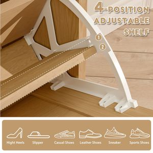 Elegante Zapatero con 4 Cajones, Gran Capacidad para 32 Pares, Organizador de Almacenamiento Oculto, Estante Superior de Exhibición, Acabado Marrón Vintage - Product Image 5