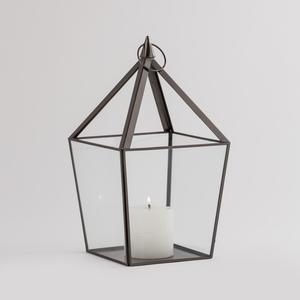 Geometric <b>Brass</b> <b>Lantern</b> With Frosted Glass Panels Portable Home Decor Light Fixture - Product Image 3