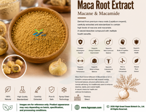 Suministro directo de fábrica HGO de extracto de raíz de Maca natural puro (grado alimenticio) macano y macamida 0.6% - 1.8% (extracto estandarizado) - Product Image 2