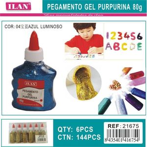 Ilan <b>Glitter</b> Gel 80g <b>Blue</b> Luminous Craft Adhesive For Kids Arts - Product Image 3