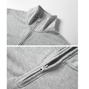 Men's Women's Minimalist Oversized Half Zip Sweatshirt <b>Mock</b> <b>Neck</b> Plain Cotton Custom Streetwear <b>Top</b> - Product Image 4