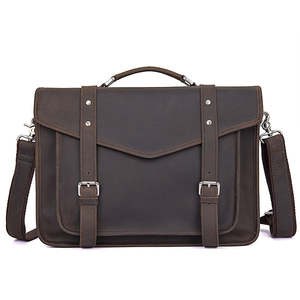 Mens Leather Crossbody Bag Leather Briefcase Sleek Urban Work <b>Tote</b> with Multi <b>Zip</b> Storage Professional Laptop Carry Case - Product Image 1