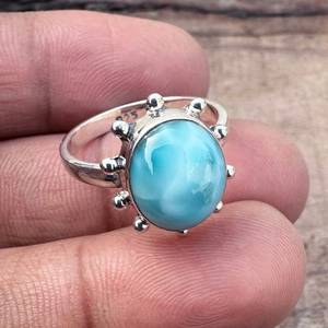 Anillo de Plata Larimar, Anillo de Plata de Ley 925, Plata de Ley 925 Sólida - Product Image 4