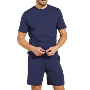 Men's Black Cotton Two Piece T-Shirt Shorts <b>Set</b> Crew Neck Solid Color Casual Summer <b>Knitted</b> Wear Breathable Lightweight - Product Image 6