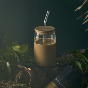 Mug en verre cristallin avec couvercle et paille, réutilisable, anti-fuite, compatible lave-vaisselle, pour café glacé, thé, boissons froides, maison et café - Product Image 2