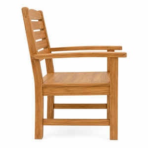 Fauteuil de jardin moderne en teck massif avec assise à lattes et dossier vertical, imperméable et écologique, pour villa, salon et école - Product Image 2