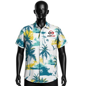 Chemise hawaïenne ORVO Sports pour homme, manches courtes, imprimé tropical avec des perroquets, vacances d'été, décontractée, respirante, séchage rapide, tissu sergé - Product Image 1