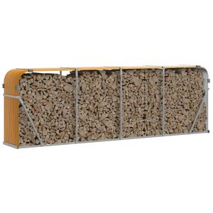 Porte-bois en acier galvanisé aspect bois 118,1''x17,7''x39,4'' pour accessoires de cheminée - Product Image 3