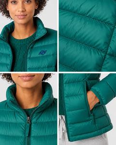 Chaqueta Acolchada para Mujer, Verde, Cuello Alto, Manga Larga, Relleno de Poliéster, para Otoño - Product Image 6