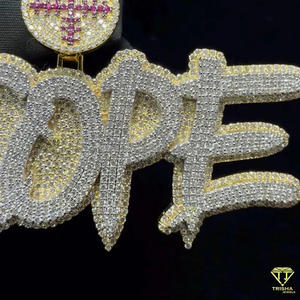 Pendentif personnalisé de haute qualité avec inscription, collier avec nom, diamant Moissanite, bijoux Hip Hop, plaqué or, pendentif de luxe brillant - Product Image 6