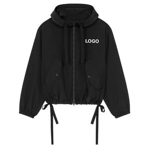 Chaqueta Cortavientos con Capucha, Impermeable, de Nailon, con Cierre Bidireccional, Cordón Ajustable en el Bajo, Ligera, Personalizable, de Moda - Product Image 6