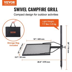 Griglia per falò in acciaio resistente griglia per fuoco girevole a 360 gradi griglia per fuoco portatile all'aperto attrezzatura da cucina per il campeggio - Product Image 2