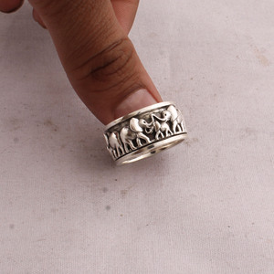 925 Sterling Silver Elephant Amethyst Bezel Setting <b>Spinner</b> <b>Ring</b> Wholesale Party Occasion Women's Anxiety Fidget Jewelry - Product Image 2