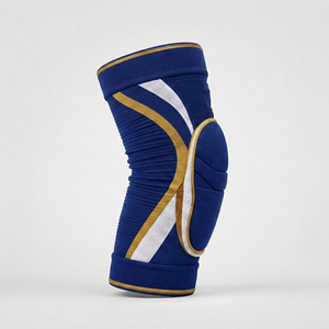 Genouillères de protection personnalisées bleues en tricot rembourrées pour le volleyball et le basketball, avec éponge épaisse anti-collision et compression (paire) - Product Image 3