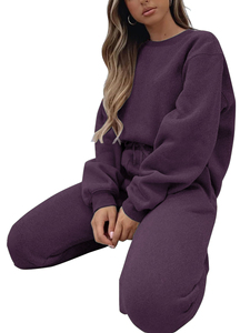 Ensemble de survêtement polaire 2 pièces uni pour femme, chaud et respirant, 100 % coton de haute qualité, design de luxe, écologique, vente en gros - Product Image 3