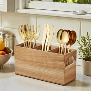 Soporte clásico de madera para cubiertos, adecuado para la mesa del comedor, almacenamiento de cucharas y tenedores, y organizador de utensilios para la encimera de la cocina. - Product Image 6