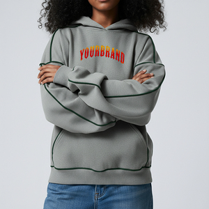Pull molletonné pour femme, personnalisé OEM/ODM, imprimé DTG, délavé à l'acide, couleur unie, tendance, grande taille, streetwear, pour l'hiver - Product Image 4