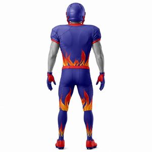 Ensemble d'uniformes de football personnalisés pour hommes, thème feu, maillot en mesh sublimé, pantalon rembourré, équipement sportif d'équipe, kit de jeu, vente OEM Pro - Product Image 4