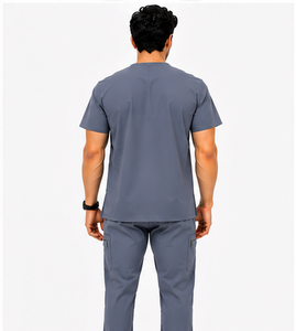 Tenue médicale homme 2 pièces avec logo personnalisé, pantalon jogger respirant et extensible, vêtements de travail professionnels pour hôpital et soins infirmiers - Product Image 2