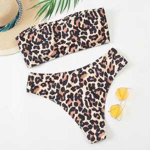Conjunto de Bikini con Top Bandeau y Braguita de Cintura Alta, Escote Hombros Descubiertos, Transpirable, Ecológico, de Spandex y Poliéster - Product Image 6