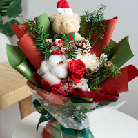 Konservierter Blumen-Weihnachtsstrauß Rote Rosen-Arrangement für Feiertagsgeschenk Heim Hochzeit Weihnachtsdekoration