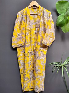 Bata Kimono de Algodón Suave y Transpirable con Estampado de Dibujos Animados Naaz Textile para Mujer, Camisón de Verano Hecho a Mano ODM con Cuello en V y Cintura Elástica - Product Image 4