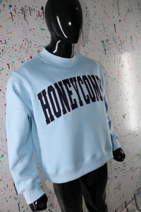 Sudadera Honeycombs con Cuello Redondo, Azul Claro, Oversize, de Algodón, Unisex, Ropa Casual, CLUSH SPORTS - Product Image 5