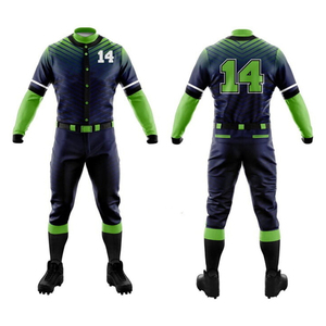Ensemble uniforme de baseball pour hommes, maillot et pantalon sublimés, manches longues, anti-humidité, coupe ajustée, toutes saisons, numéro d'équipe 14 - Product Image 1