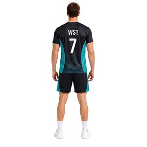 Uniforme de volley-ball de la série Black Teal Fusion, polyester interlock de haute qualité, contrôle de l'humidité, uniformes de volley-ball sportifs - Product Image 2