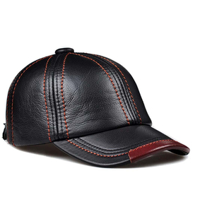 Luxury Genuine Leather Baseball <b>Cap</b> Adjustable Hat Puff Printing Plain Casual Streetwear <b>Men</b> Women - Product Image 6