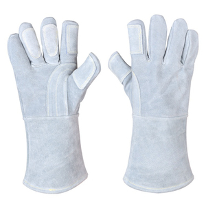 Gants de soudage longs en cuir de vachette pleine fleur, protection du travail et isolation thermique, gants de sécurité pour soudeurs - Product Image 1