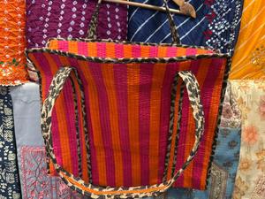 Wholesale Indian Block Printed Cotton Tote Bag Cotton Rope Eco-Friendly Bohemian Style Reversible Design for Grocery Outdoor Use - Product Image 4