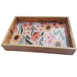 Prix de gros de qualité supérieure, plateau à collation en bois émaillé imprimé pour la décoration de table de la maison et du restaurant - Product Image 1