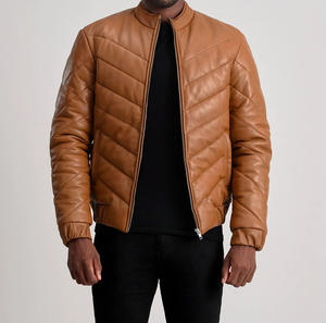 Chaqueta Vaquera Marrón Unisex Personalizada en Oferta, Cuello Alto, Resistente al Viento e Impermeable, Estilo Vintage para Motociclistas, Cierre de Cremallera, Talla Grande, para Invierno - Product Image 1