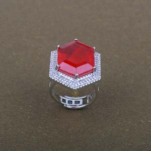 Shylie Red CZ Designer Ring-18K Rose Gold Plated Gemstone Ring for Women Casual Engagement Jewelry - Product Image 1