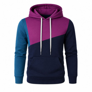 Men's Color Blocking Hooded Sweatshirt Regular Fit Casual Knitted Long <b>Sleeve</b> Blue Yellow <b>White</b> Hoodie Autumn Wear - Product Image 3
