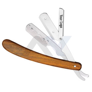 Navajas de Barbero con Mango de Madera, Acero Inoxidable, con Funda de Cuero, Logotipo Personalizado, Precio Económico, MOQ Bajo - Product Image 2
